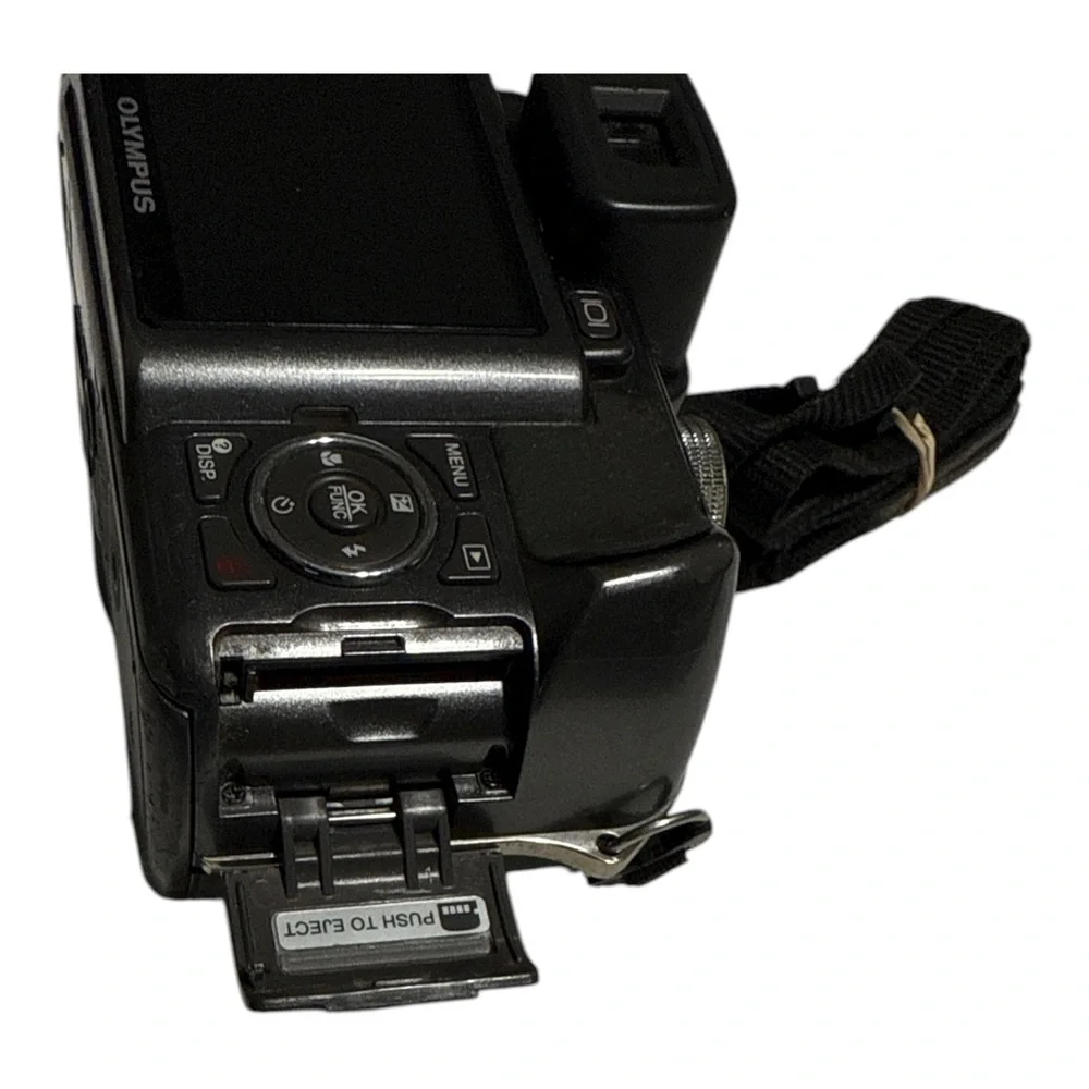 Olympus Black Digital Camera with Lens and Strap